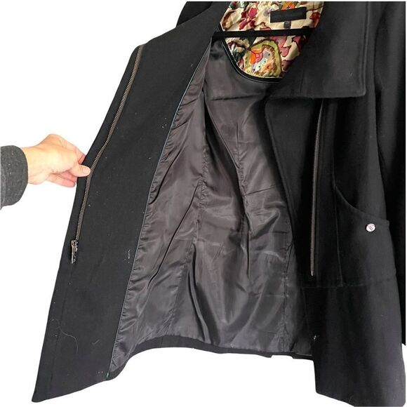 STEVE MADDEN Wool Winter Asymmetrical Coat Black S - Picture 7 of 9